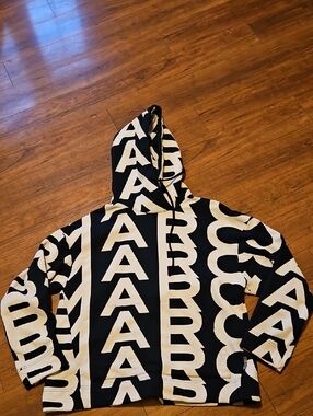 Marc Jacobs Authentic Black & Off White Color Graphic Lettering Hoodie